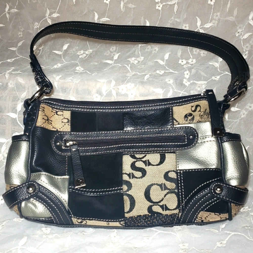 Sophia Caperelli Patchwork quilted leather, Suede and fabric, bag.
